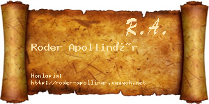 Roder Apollinár névjegykártya